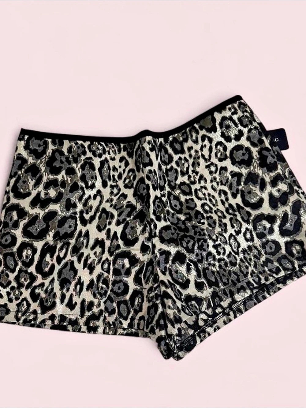 Leopard Print Shorts in Black & Gray Like New